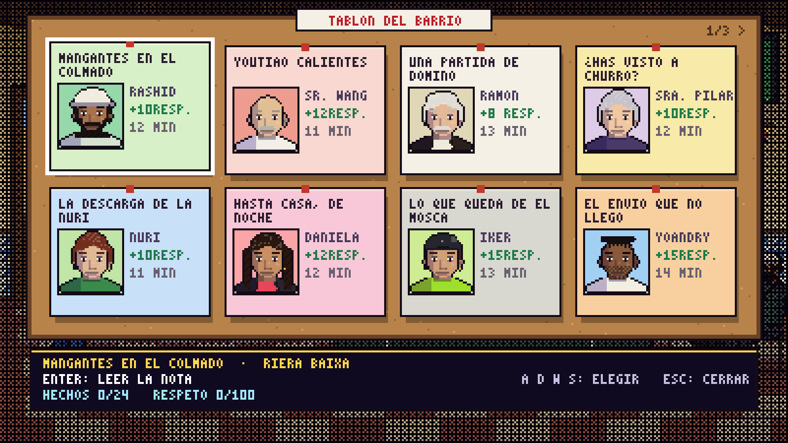 El tablón de corcho del bar de Paco, con los encargos